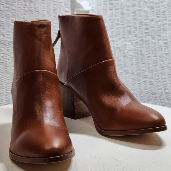 Nisolo Dari Commuter Boot Brandy Anthropologie Leather Block Heel Ankle Booties - Picture 2 of 15